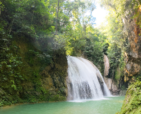 Ein Wasserfall mitten im Wald